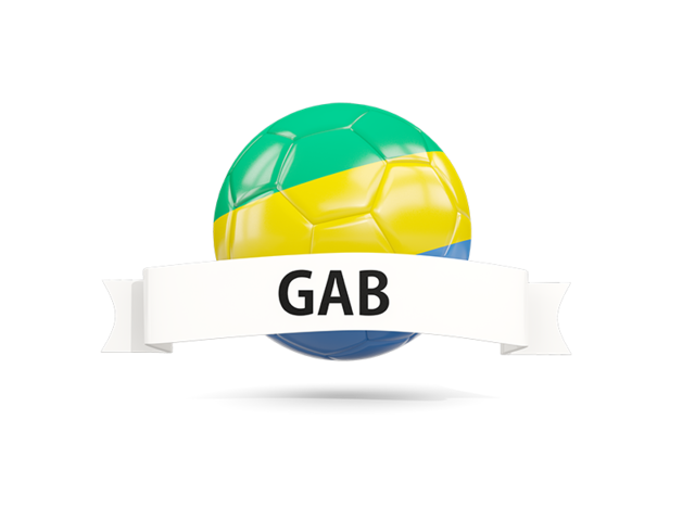 Football with flag and banner. Download flag icon of Gabon at PNG format