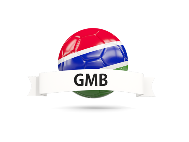 Football with flag and banner. Download flag icon of Gambia at PNG format