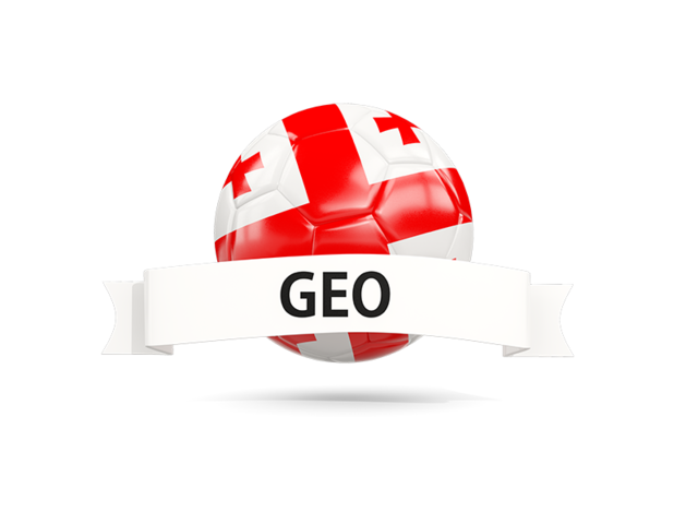Football with flag and banner. Download flag icon of Georgia at PNG format
