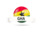 Ghana. Football with flag and banner. Download icon.