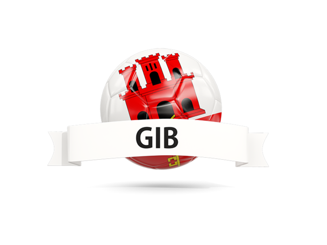 Football with flag and banner. Download flag icon of Gibraltar at PNG format
