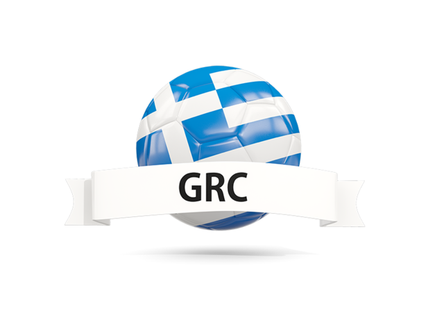 Football with flag and banner. Download flag icon of Greece at PNG format