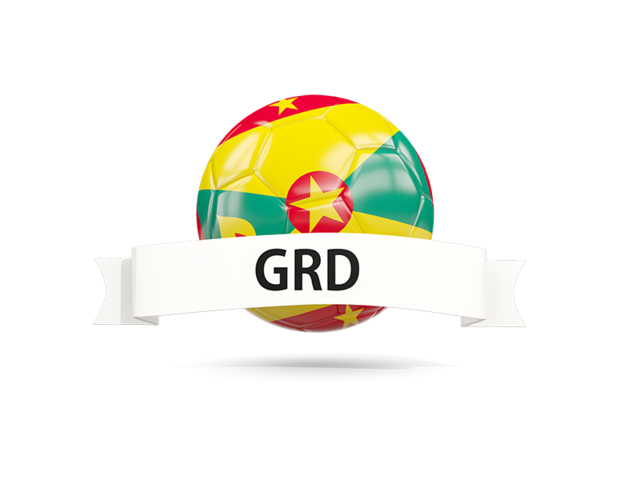 Football with flag and banner. Download flag icon of Grenada at PNG format