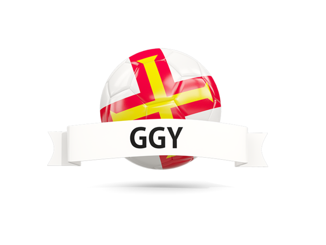 Football with flag and banner. Download flag icon of Guernsey at PNG format