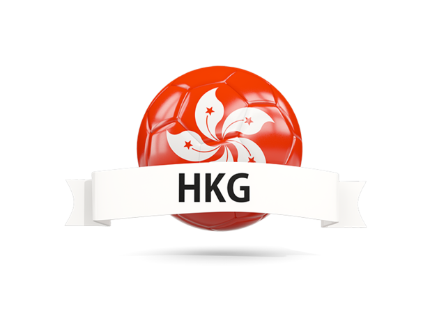 Football with flag and banner. Download flag icon of Hong Kong at PNG format