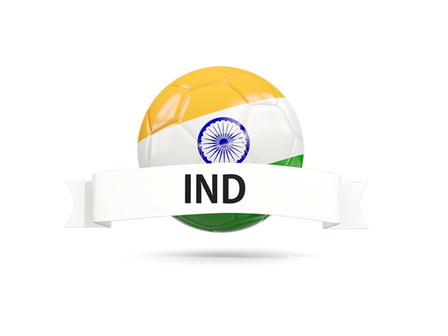 Football with flag and banner. Download flag icon of India at PNG format