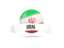 Iran. Football with flag and banner. Download icon.