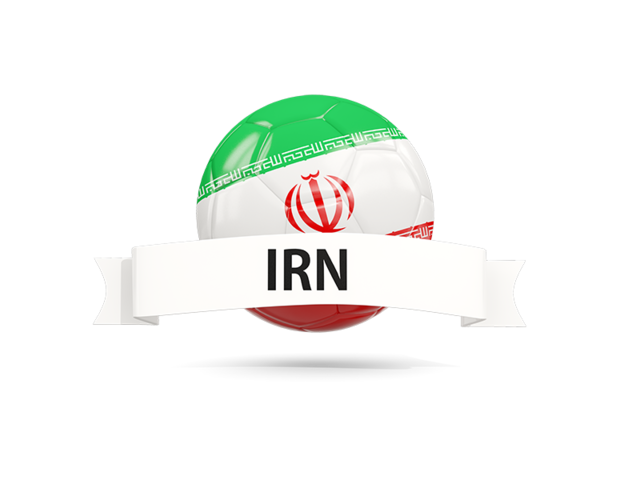 Football with flag and banner. Download flag icon of Iran at PNG format