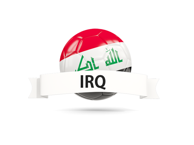 Football with flag and banner. Download flag icon of Iraq at PNG format