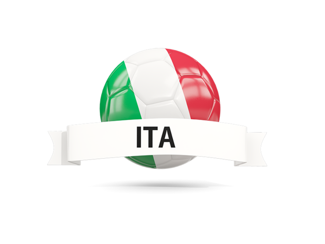 Футбольный мяч с флагом и банером. Скачать флаг. Италия