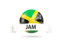 Jamaica. Football with flag and banner. Download icon.