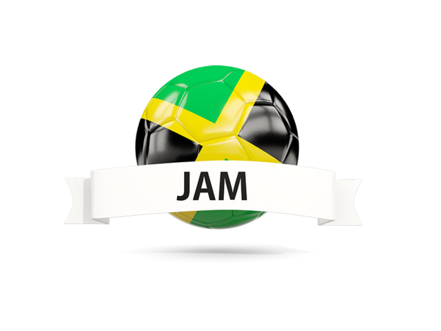 Football with flag and banner. Download flag icon of Jamaica at PNG format