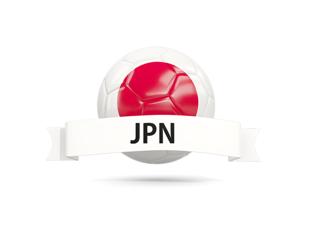 Football with flag and banner. Download flag icon of Japan at PNG format