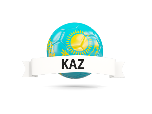 Football with flag and banner. Download flag icon of Kazakhstan at PNG format
