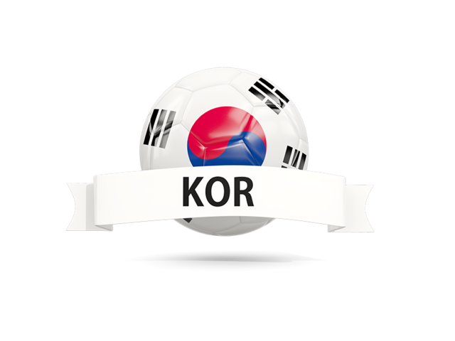 Football with flag and banner. Download flag icon of South Korea at PNG format