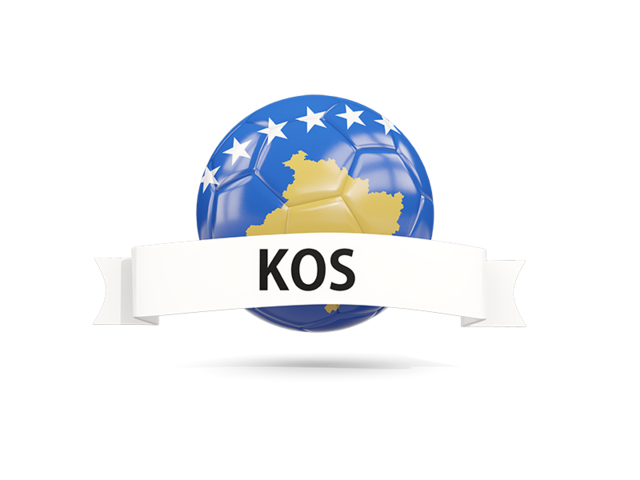 Football with flag and banner. Download flag icon of Kosovo at PNG format