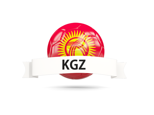Football with flag and banner. Download flag icon of Kyrgyzstan at PNG format