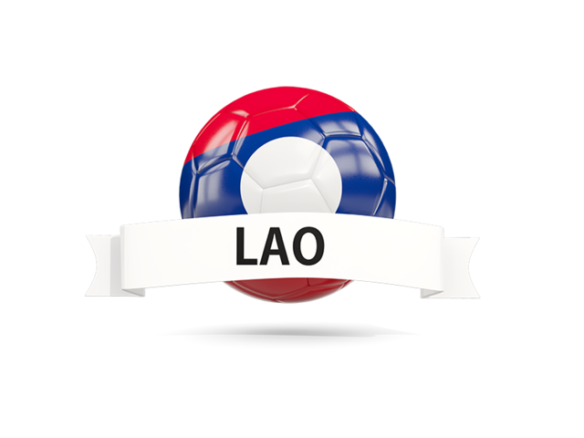Football with flag and banner. Download flag icon of Laos at PNG format