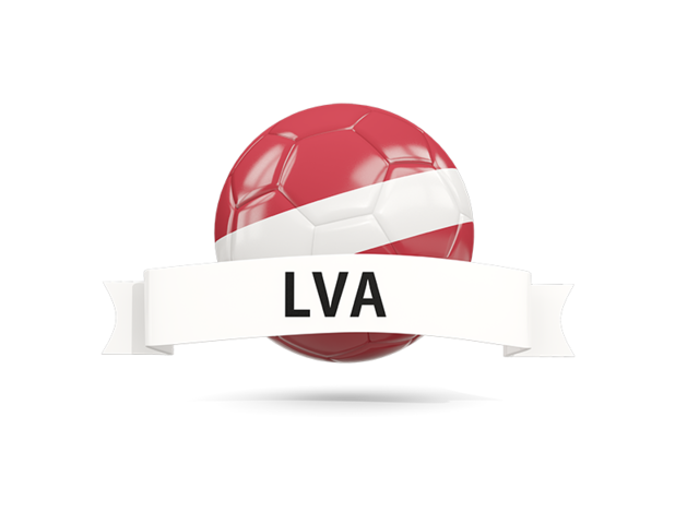 Football with flag and banner. Download flag icon of Latvia at PNG format