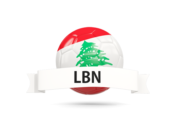 Football with flag and banner. Download flag icon of Lebanon at PNG format