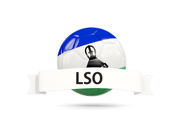 Football with flag and banner. Download flag icon of Lesotho at PNG format