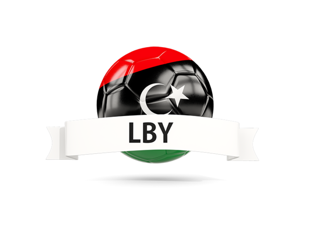 Football with flag and banner. Download flag icon of Libya at PNG format