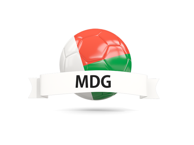 Football with flag and banner. Download flag icon of Madagascar at PNG format