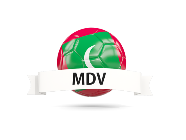 Football with flag and banner. Download flag icon of Maldives at PNG format