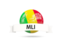 Mali. Football with flag and banner. Download icon.