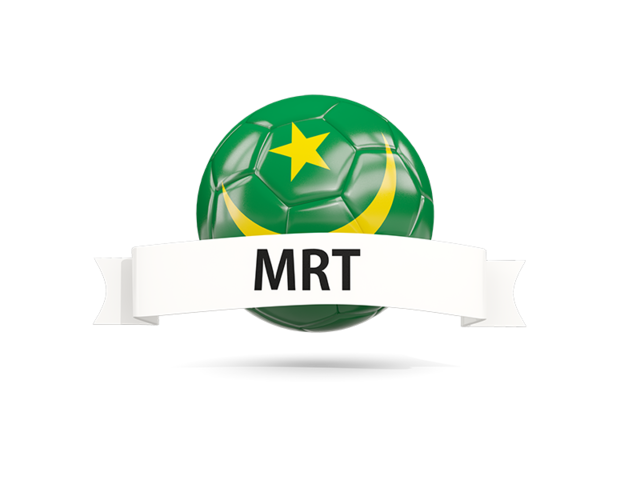 Football with flag and banner. Download flag icon of Mauritania at PNG format