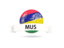 Mauritius. Football with flag and banner. Download icon.