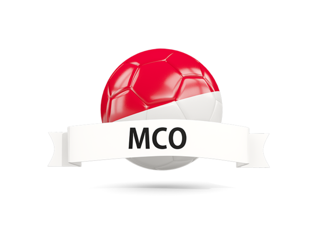 Football with flag and banner. Download flag icon of Monaco at PNG format