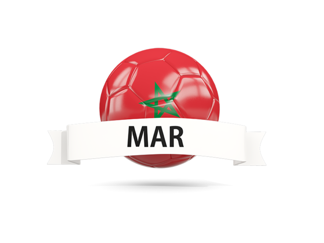 Football with flag and banner. Download flag icon of Morocco at PNG format