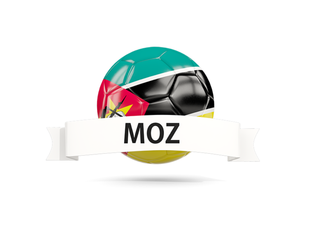 Football with flag and banner. Download flag icon of Mozambique at PNG format