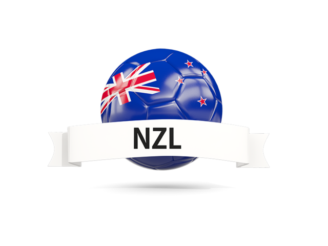 Football with flag and banner. Download flag icon of New Zealand at PNG format