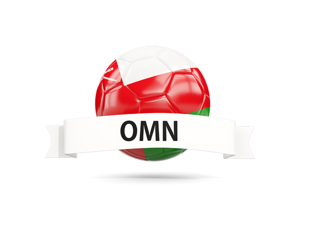 Football with flag and banner. Download flag icon of Oman at PNG format