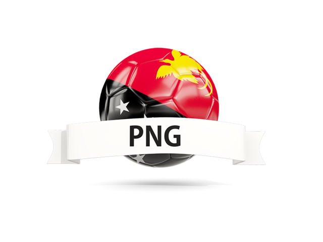 Football with flag and banner. Download flag icon of Papua New Guinea at PNG format