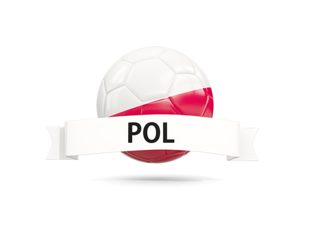 Football with flag and banner. Download flag icon of Poland at PNG format