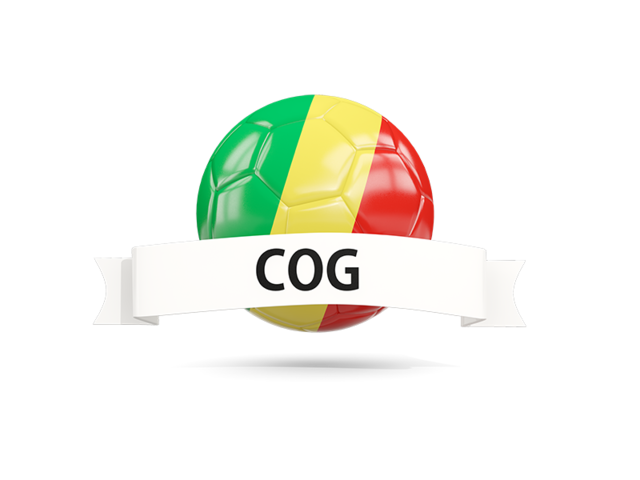 Football with flag and banner. Download flag icon of Republic of the Congo at PNG format