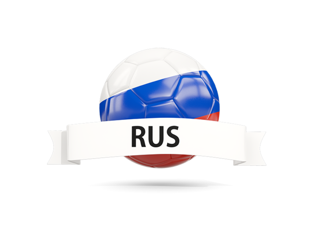 Football with flag and banner. Download flag icon of Russia at PNG format
