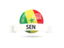 Senegal. Football with flag and banner. Download icon.