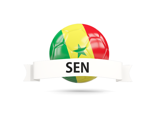 Футбольный мяч с флагом и банером. Скачать флаг. Сенегал