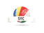Seychelles. Football with flag and banner. Download icon.