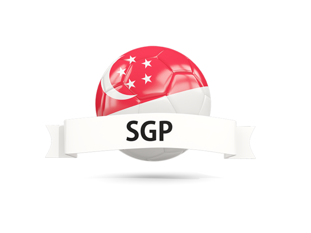 Football with flag and banner. Download flag icon of Singapore at PNG format