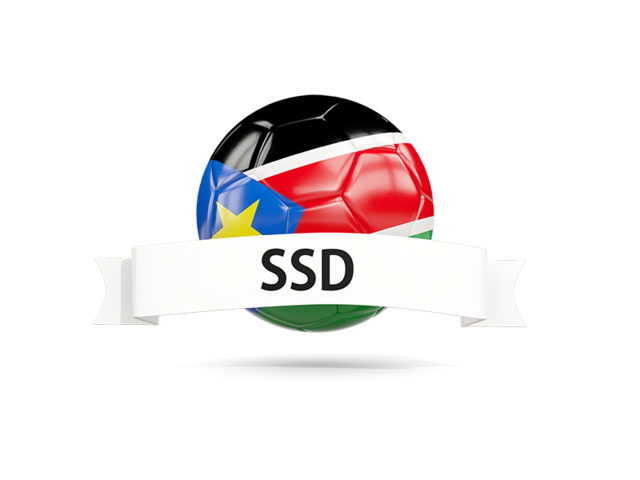 Football with flag and banner. Download flag icon of South Sudan at PNG format