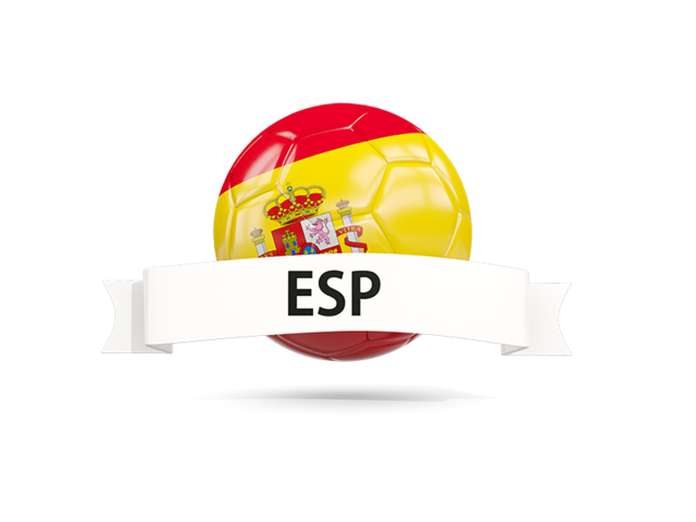 Football with flag and banner. Download flag icon of Spain at PNG format