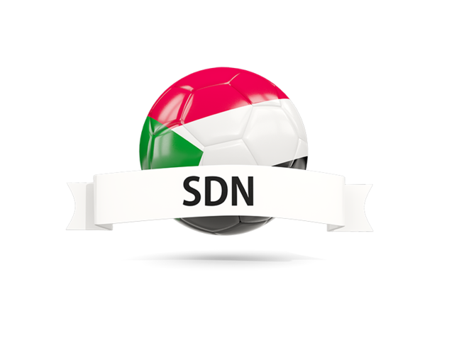 Football with flag and banner. Download flag icon of Sudan at PNG format