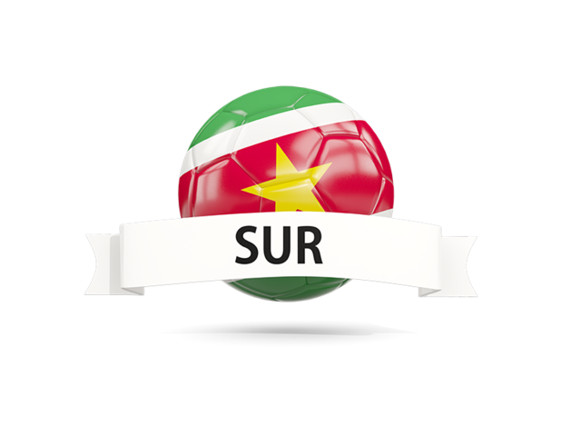 Football with flag and banner. Download flag icon of Suriname at PNG format