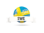 Sweden. Football with flag and banner. Download icon.