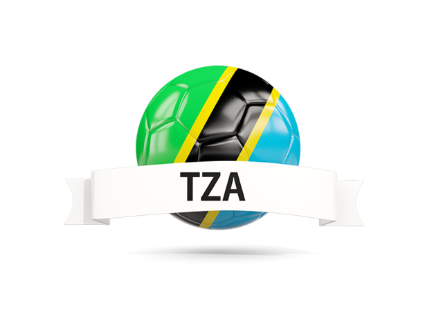 Football with flag and banner. Download flag icon of Tanzania at PNG format